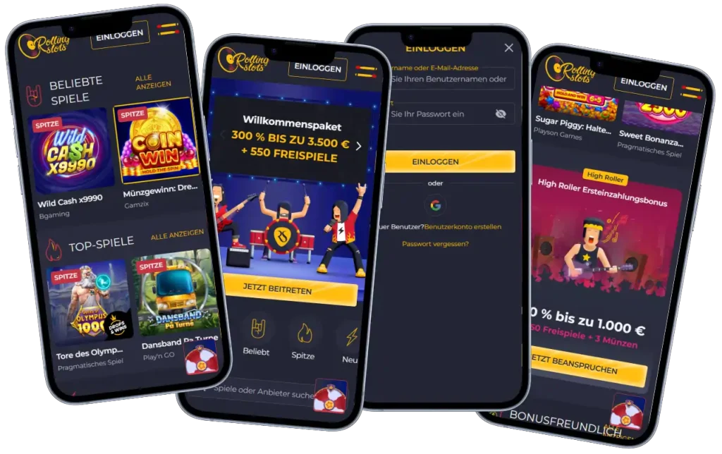 Rolling Slots Casino mit Bonusaktionen und Slot-Spielen